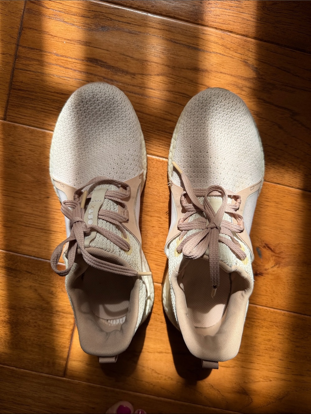 Women's Lightweight Knit Lace-Up Sneakers in light pink